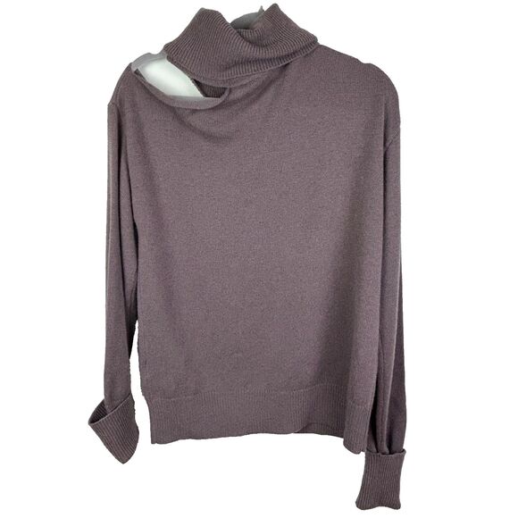 Paige Raundi Cutout Shoulder Sweater Truffle Taupe Wool Knit Turtleneck sz S EUC - Picture 6 of 14